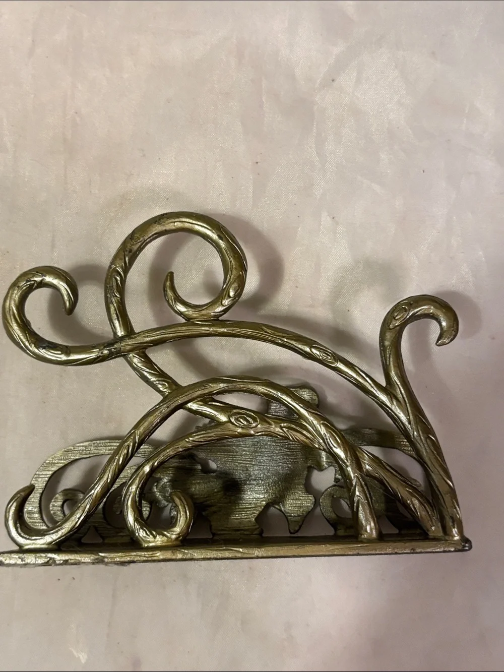 Enameled Ornate Gold Floral Business Card Holder with Rhinestones